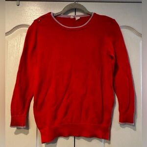 Moth by Anthropologie Coral & Lavendar Trim Crewneck Cotton Sweater - Size S